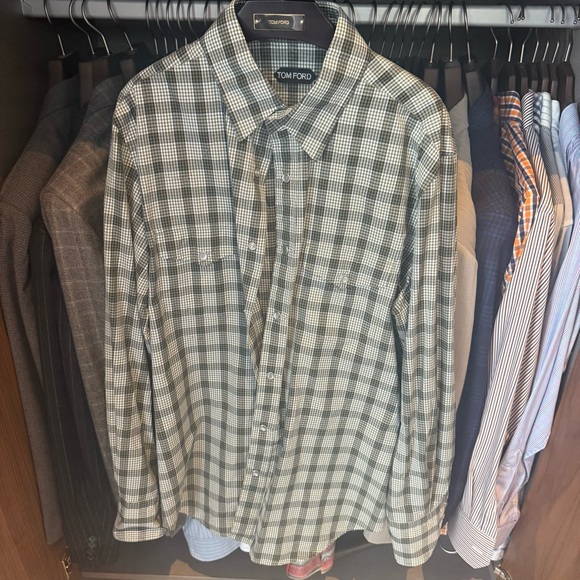 Tom Ford Men’s Western Snap-Button Plaid Shirt – Size 42 / 16 1/2